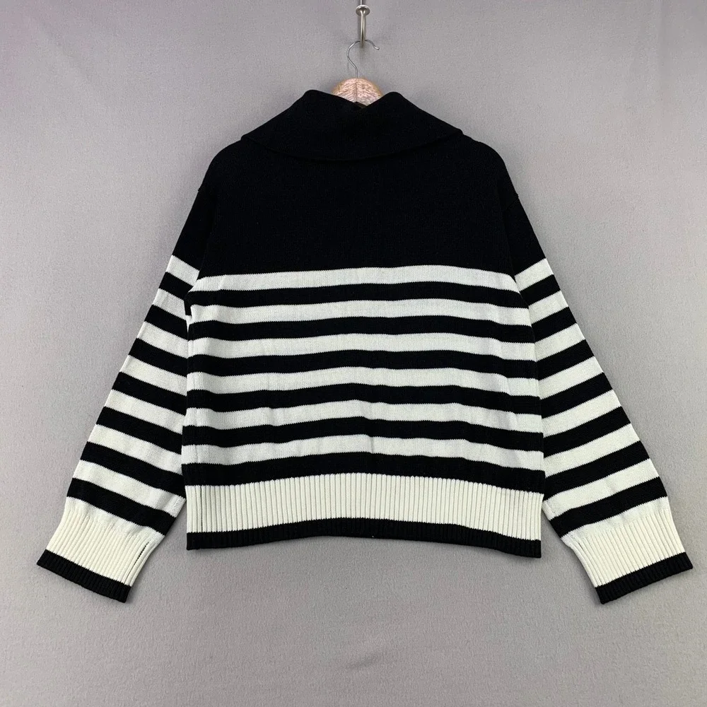 Disney Mickey Mouse Club Sweater Womens Small Striped 1/4 Zip Knit Preppy NWT
